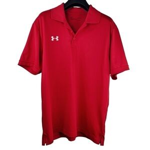 UNDER ARMOUR NWOT HEATGEAR Men’s Red Polyester Polo T-shirt with Logo Size L